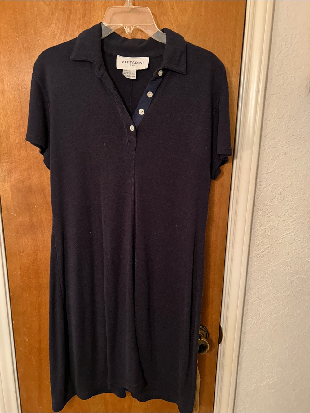 Navy Vittadini causal Dress - L Classic Short Sleeve